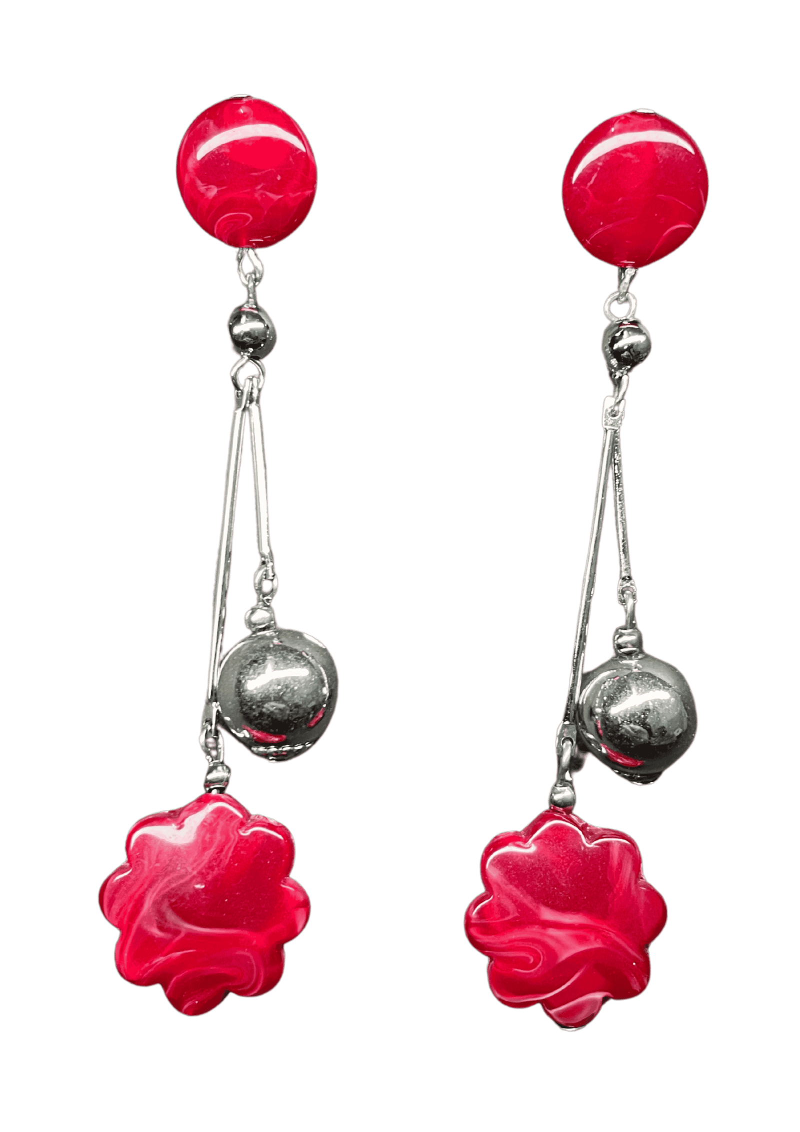 Vintage Red Petal Earings